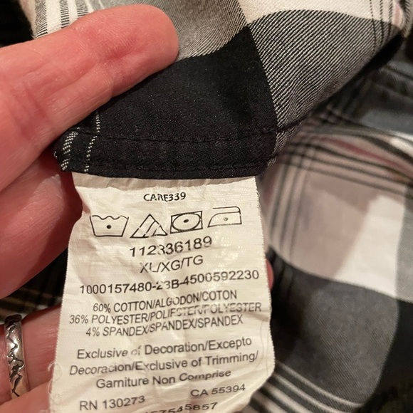 Wrangler Mens XL Short Sleeve Button Down Regular Fit Shirt Gray Black Plaid - Picture 5 of 6